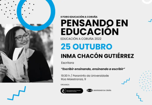 O segundo Foro Pensando en Educación regresa este martes 25 de outubro cunha charla coa escritora Inma Chacón Gutiérrez